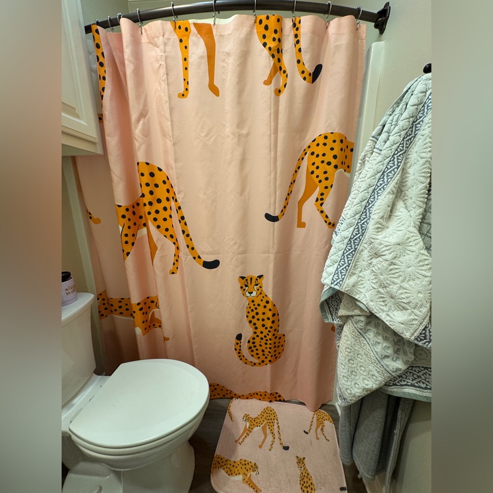 Leopard Print Shower Curtain and Mat Set Society6